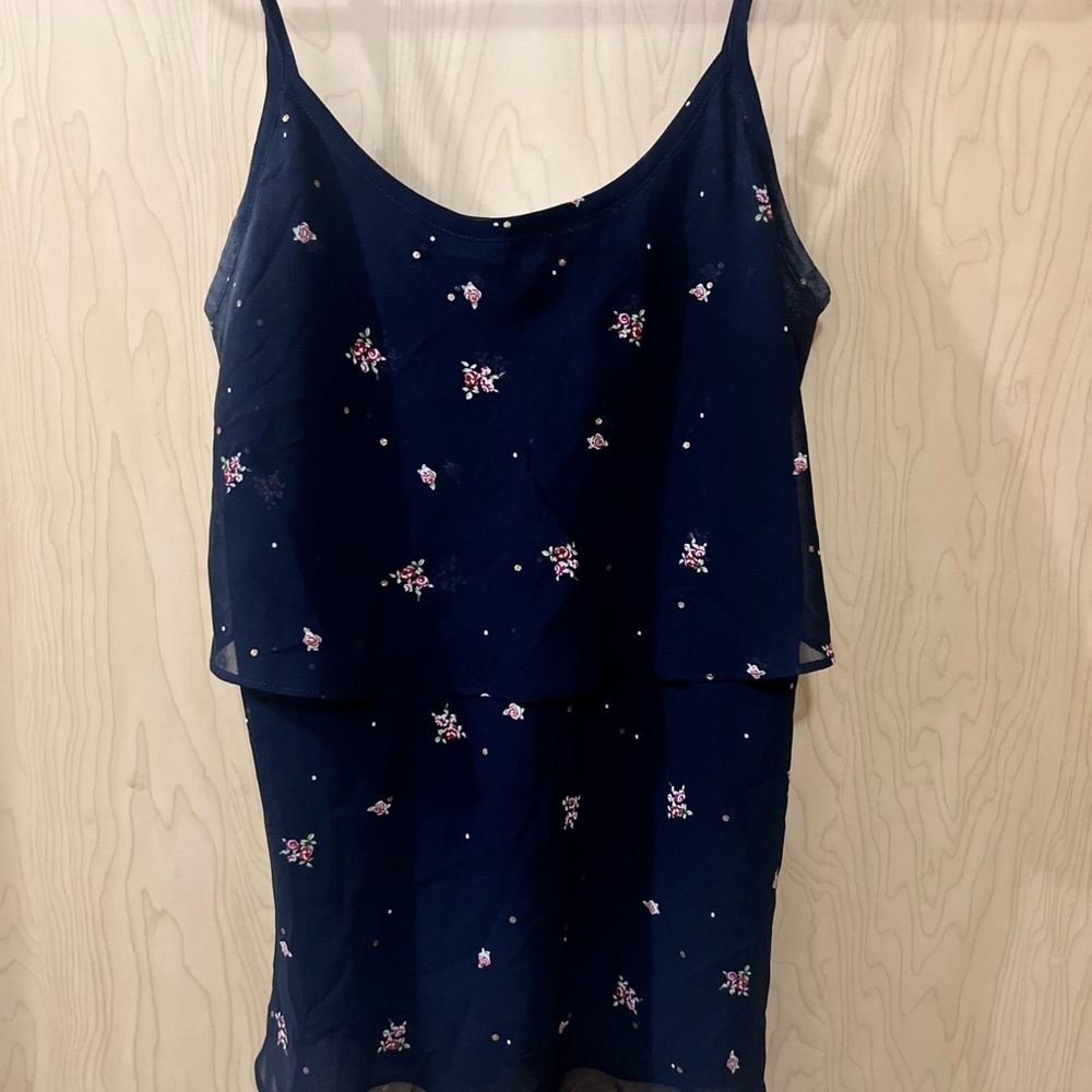 CAbi Blue and Pink Camisole with Delicate Patterns